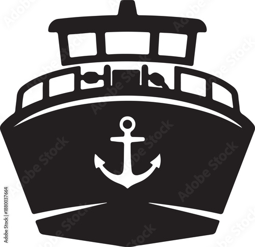 Black and white ship captain hat with anchor symbol 1