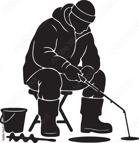 Silhouette of a person painting with a brush and bucket 1