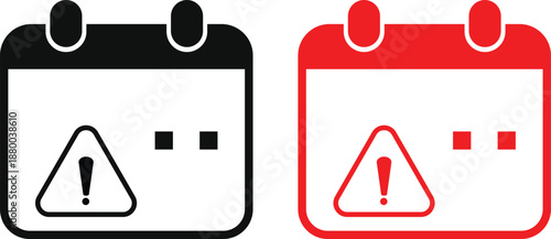 Calendar exclamation icon. Deadline Warning Icons. Premium Scheduling Symbols. Calendar exclamation graphic design. Urgent notification icons