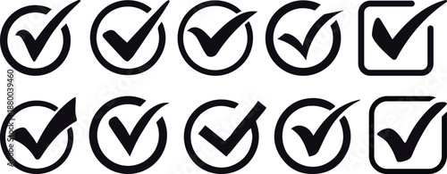 Check mark icon button set. Check box icon with right and wrong buttons and yes or no checkmark icons in green tick box and red cross.Green Tick and Confirm Icon set Vector Design.