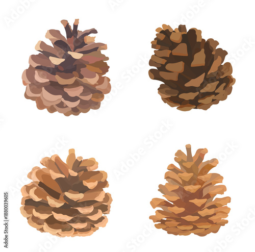 Quadro su tela Cartoon open fir cone set