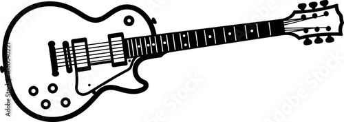 Electric guitar vector silhouette black and white cricut design for music lovers