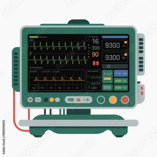 ICU Patient Monitor Vector Illustration