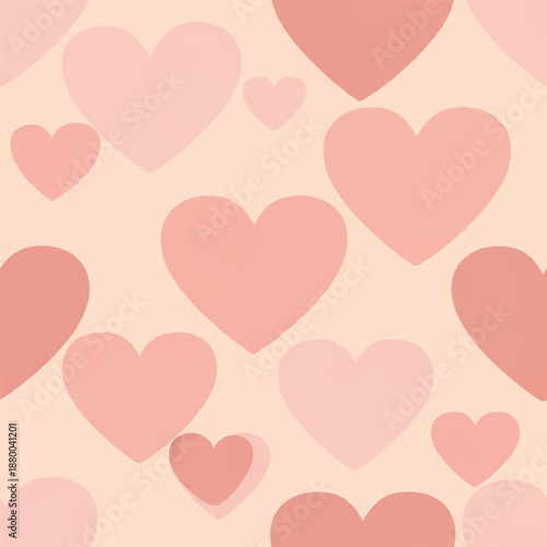 A vibrant pattern of assorted hearts in various shades displayed on a soft surface from a direct viewpoint