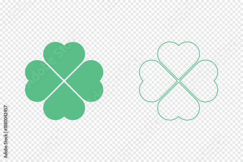 Clover four leaf vector shamrock icon. St Patrick luck clover good irish green heart flat shamrock isolated symbol. Four leaf clover simple icon set vector. Clover with four leaves Clover silhouette