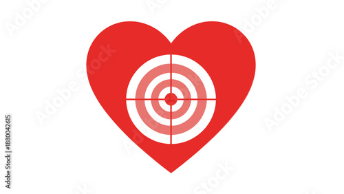 Red Heart with Target Symbol Inside - Health Care Concept