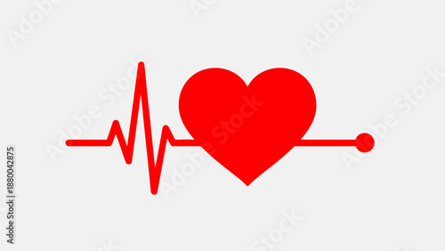 Red Heartbeat EKG Line with Heart Symbol - Health and Cardiology Concept