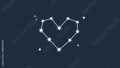 Heart Constellation in Night Sky: Love Symbol, Celestial Romance, Starry Background