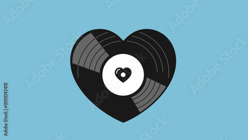 Heart Shaped Vinyl Record with Music Symbol