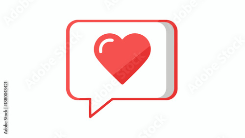Red heart icon in a speech bubble, love message notification symbol