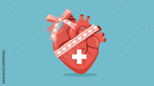 Healthy Heart with Ribbon and Cross