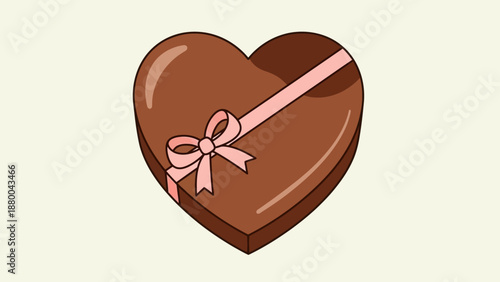 Heart Shaped Chocolate Box with Pink Ribbon Bow - Sweet Gift