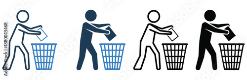 Person disposing of trash into a waste bin, representing recycle and clean environment