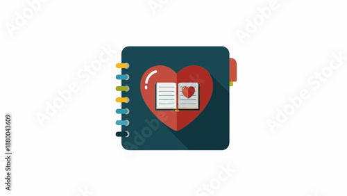 Heart Journal Icon: Love, Diary, Memories, Notes, Writing, Romance, Book, Valentine