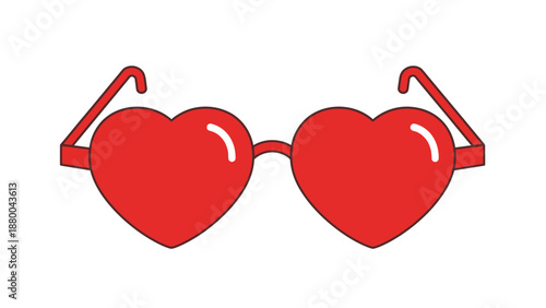 Red Heart Shaped Glasses, Valentine's Day Accessory, Love Symbol