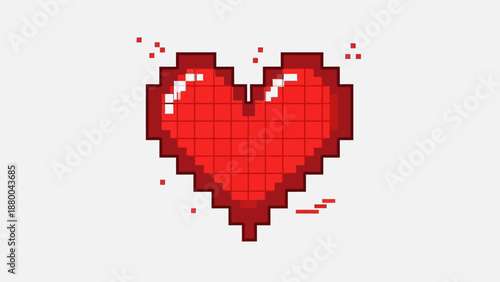 Pixel Heart Icon: Retro Gaming Love Symbol on White Background