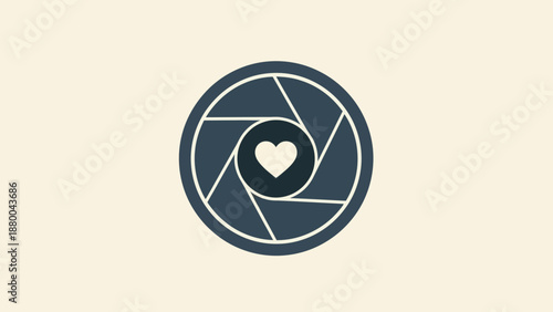 Camera Aperture with Heart Symbol, Love Photography Concept