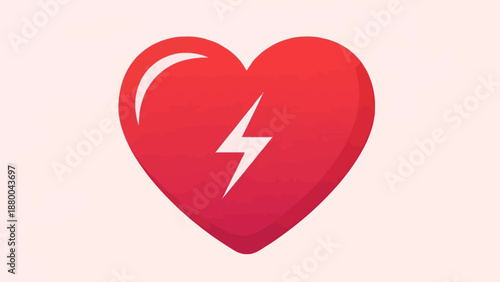Red Heart with Lightning Bolt Icon - Health, Energy, Power, Love