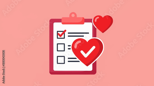 Heart Health Checklist, Medical Care Plan, Cardiology Concept