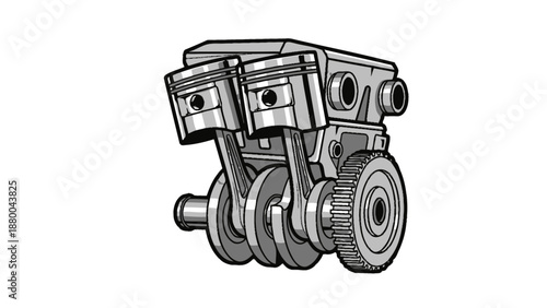 Vintage toy car and toy robot with mechanical engine design in a cute cartoon vector style illustration