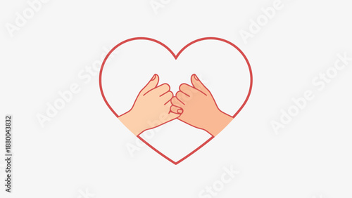 Pinky Promise Symbolizing Friendship and Trust Inside a Heart Outline