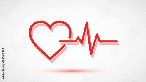 Red Heartbeat Line Icon, Cardiology and Health Concept