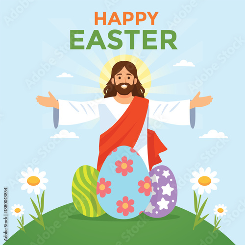 Happy easter day social media post 