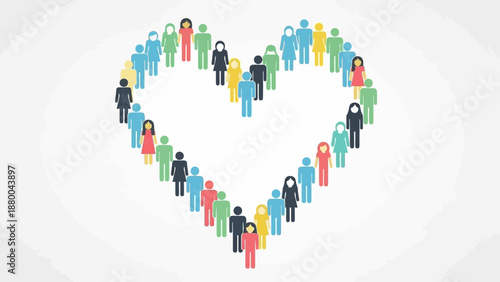 Diverse People Forming Heart Shape - Love, Community, Unity Concept