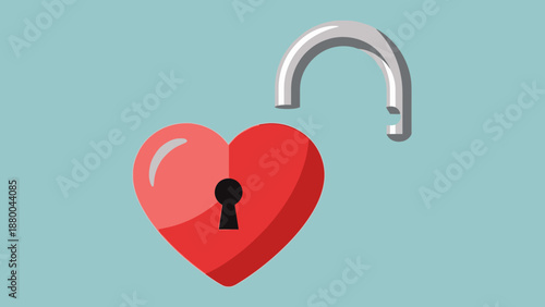 Open Heart Lock Symbol, Love Security Unlocked, Romantic Freedom Concept