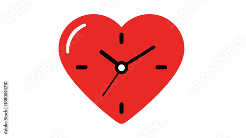 Heart Clock Symbol - Time for Love, Valentine's Day Concept