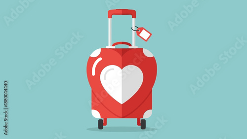 Travel Suitcase with Heart Design - Love Vacation Concept