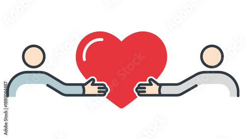 Giving Heart Symbol - Two People Sharing Love and Care