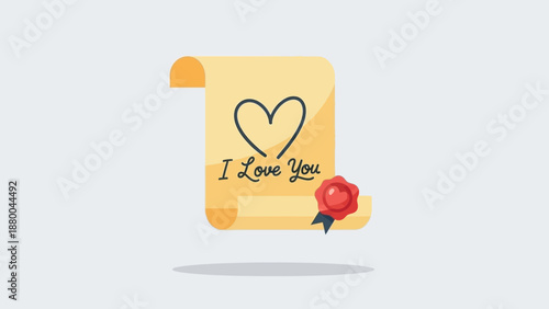 Scroll of Love Letter with Heart and Seal