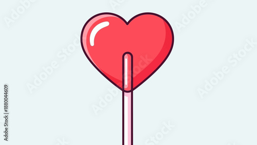 Red Heart Lollipop Candy on a Stick, Sweet Treat, Love Symbol