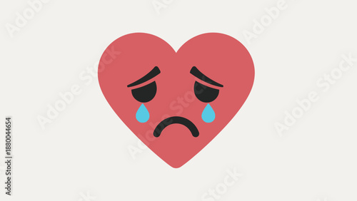 Sad Heart Emoji Crying Tears, Broken Heart Icon, Emotional Sadness Concept