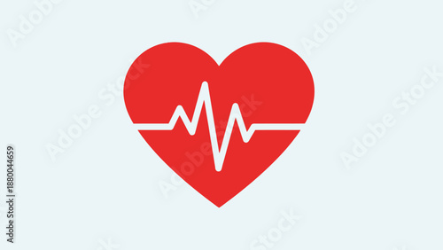 Red Heart with ECG Line - Health, Cardiology, Life Symbol