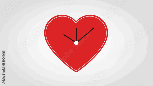 Red Heart Clock Face - Time for Love Concept