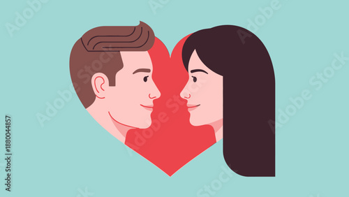 Couple in Love Heart Silhouette, Romance, Valentine's Day, Relationship, Dating