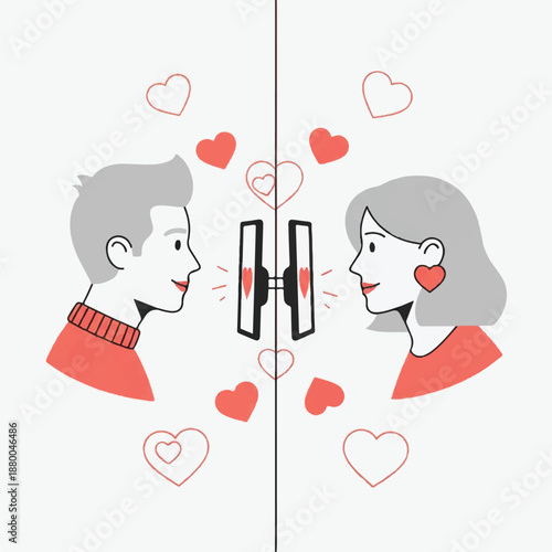 Couple relaxing on couch watching television together at home in a cozy living room from a front viewpoint