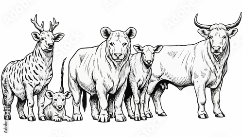 Farm Animals and Wildlife Collection Illustration.