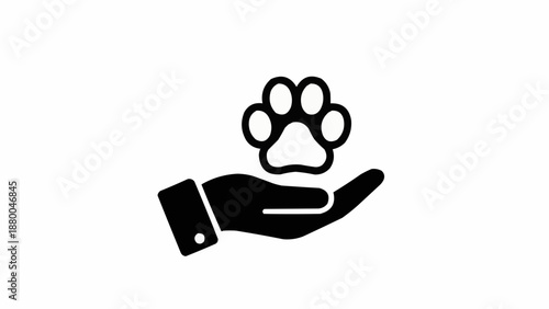 Hand Holding Paw Print Symbol of Animal Care and Protection.