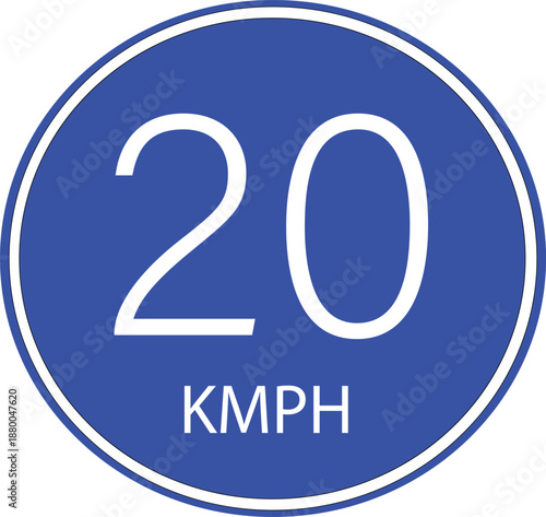 20 km/h Speed Limit Road Sign Vector Illustration