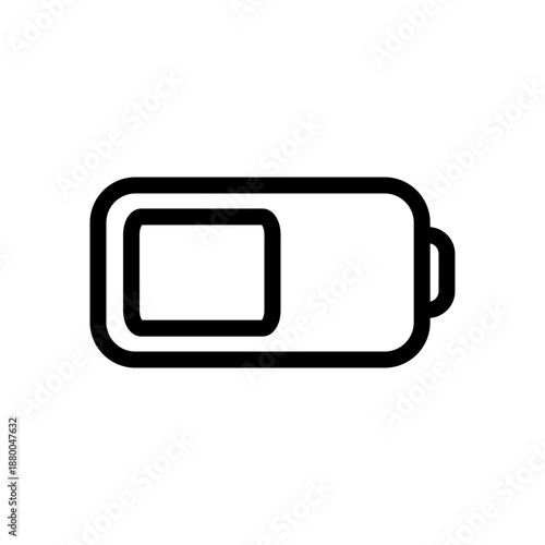 Minimalist Half Battery UI Icon Vector - Modern Low Power Level and Energy Status Interface Symbol
