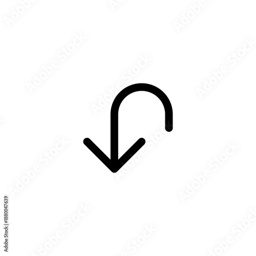 Modern Download Arrow UI Icon Vector - Digital Data Retrieval, Cloud Save, and File Import Interface Symbol
