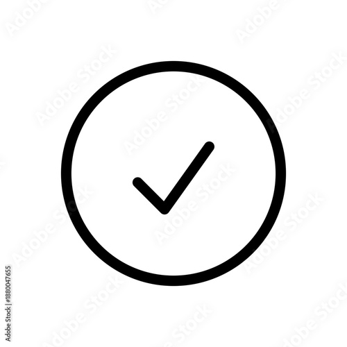 Modern Circle Checkmark UI Icon Vector - Digital Success, Approved Verification, and Task Completion Interface Symbol