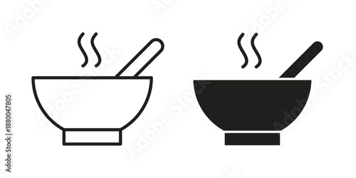 Bowl of soup icons symbol. vector illustration pack for apps and designs