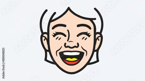 Joyful Woman Laughing with Eyes Closed and Mouth Wide Open.