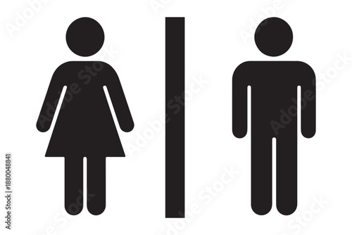 Restroom signage icons, gender symbols, accessibility signs, male female figures, wheelchair icon, public restroom, inclusive design, vector illustration, black silhouette, facility marker. 
