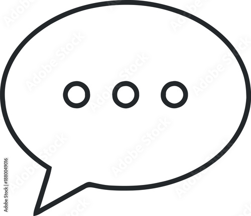 Icon of message bubble with three dots symbol for typing indication and digital communication isolated on transparent bg