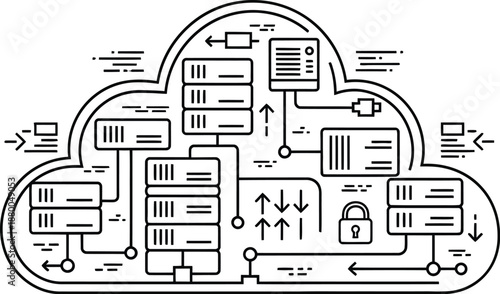 Secure cloud computing network with data storage and lock